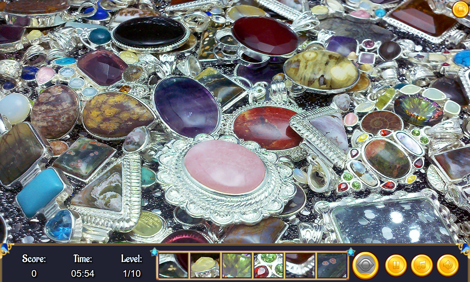 Hidden Spots Jewelry Game Level Start Screenshot.