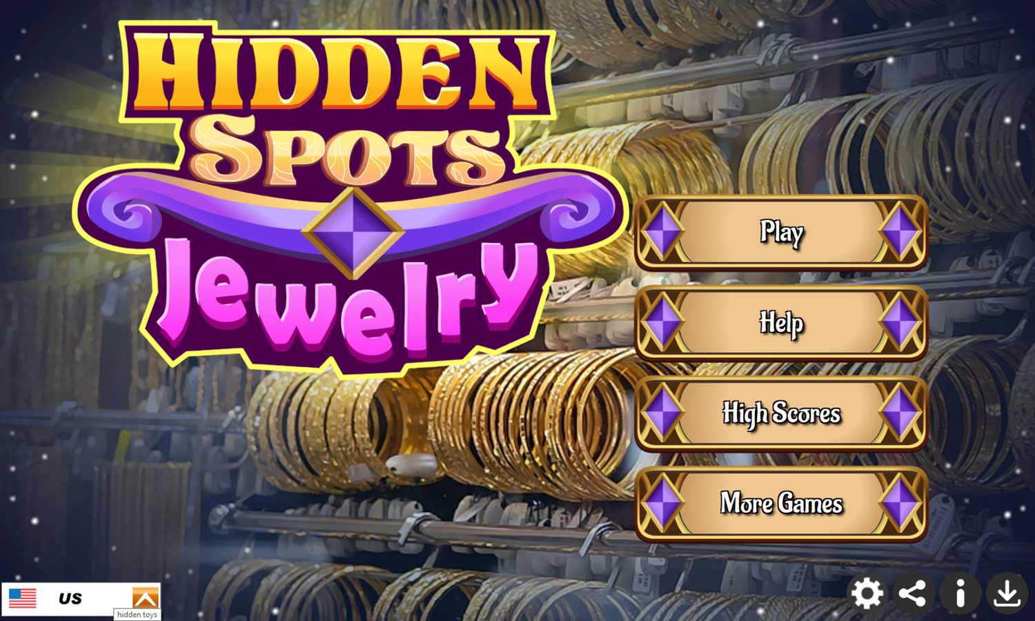 Hidden Spots Jewelry Game Welcome Screen Screenshot.