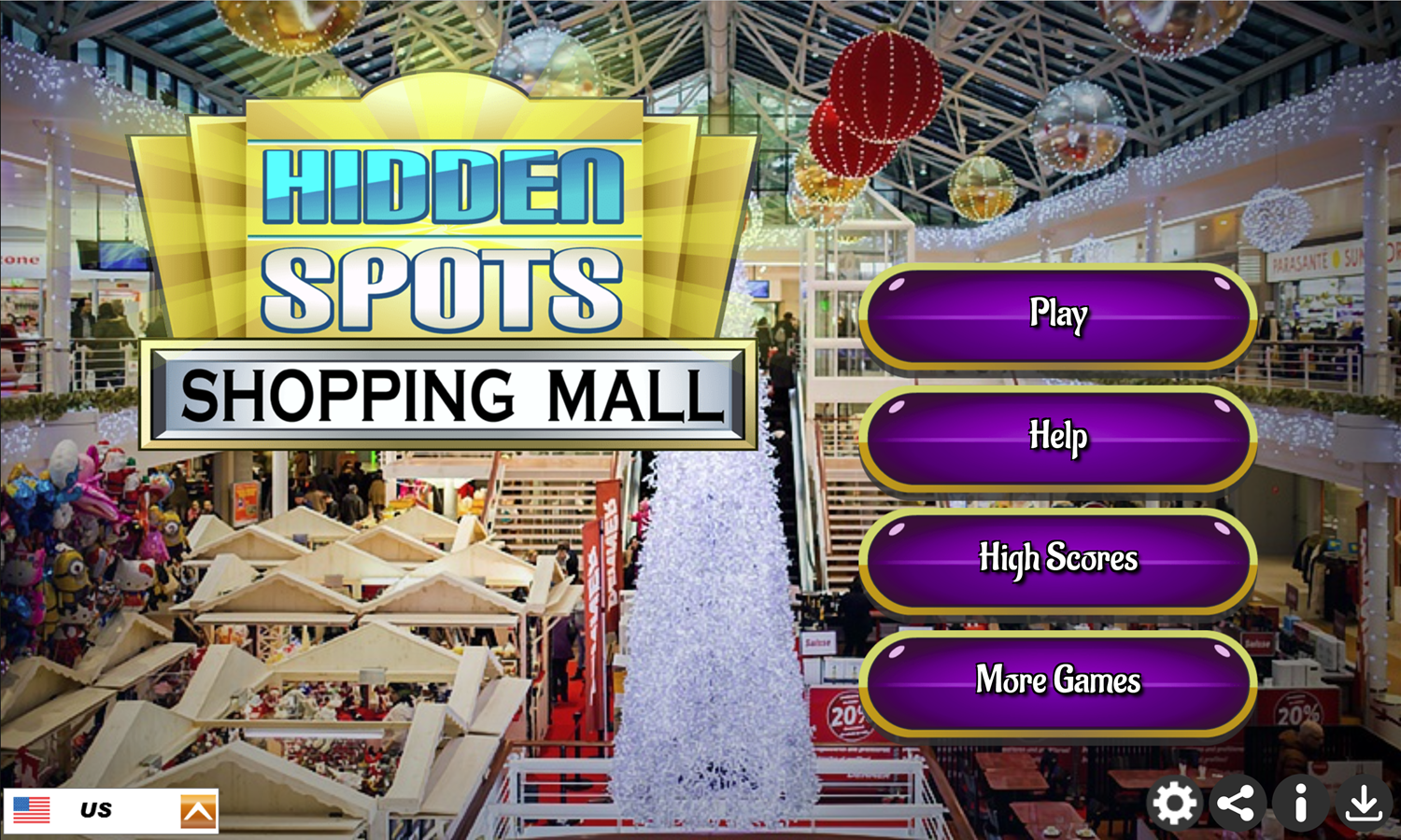 Hidden Spots Shopping Mall Game Welcome Screen Screenshot.