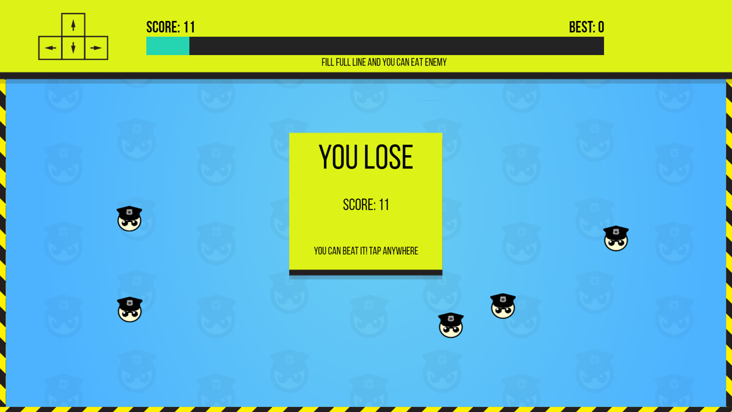 Hit and Run Game Over Screenshot.