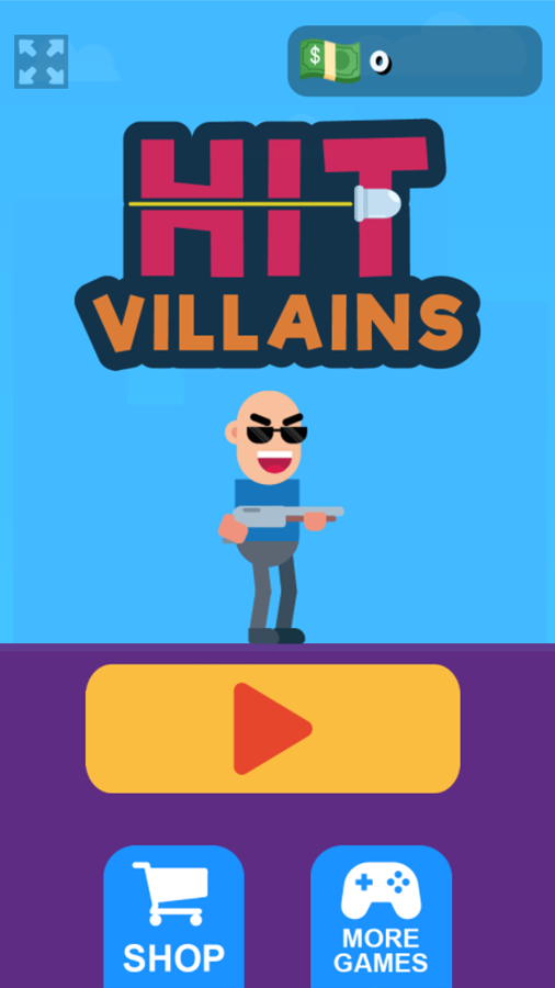 Hit Villains Game Welcome Screen Screenshot.