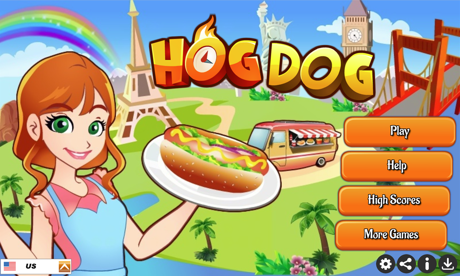Hotdog Shop Game Welcome Screen Screenshot.