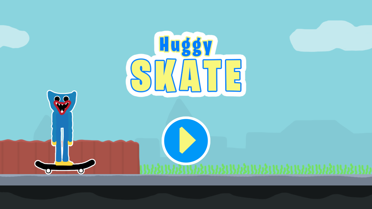 Huggy Skate Game Welcome Screen Screenshot.