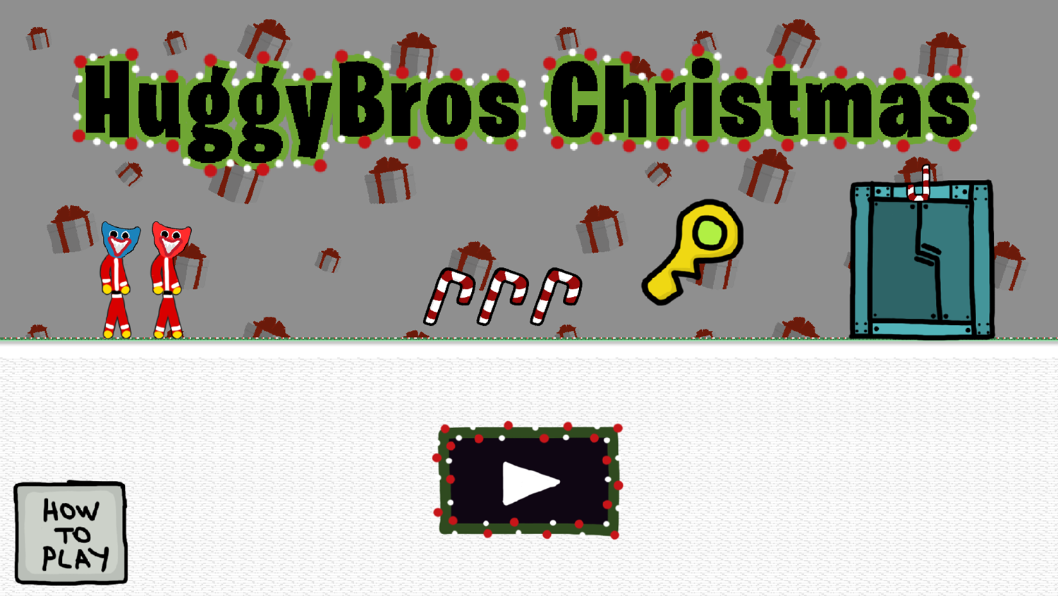 HuggyBros Christmas Game Welcome Screen Screenshot.