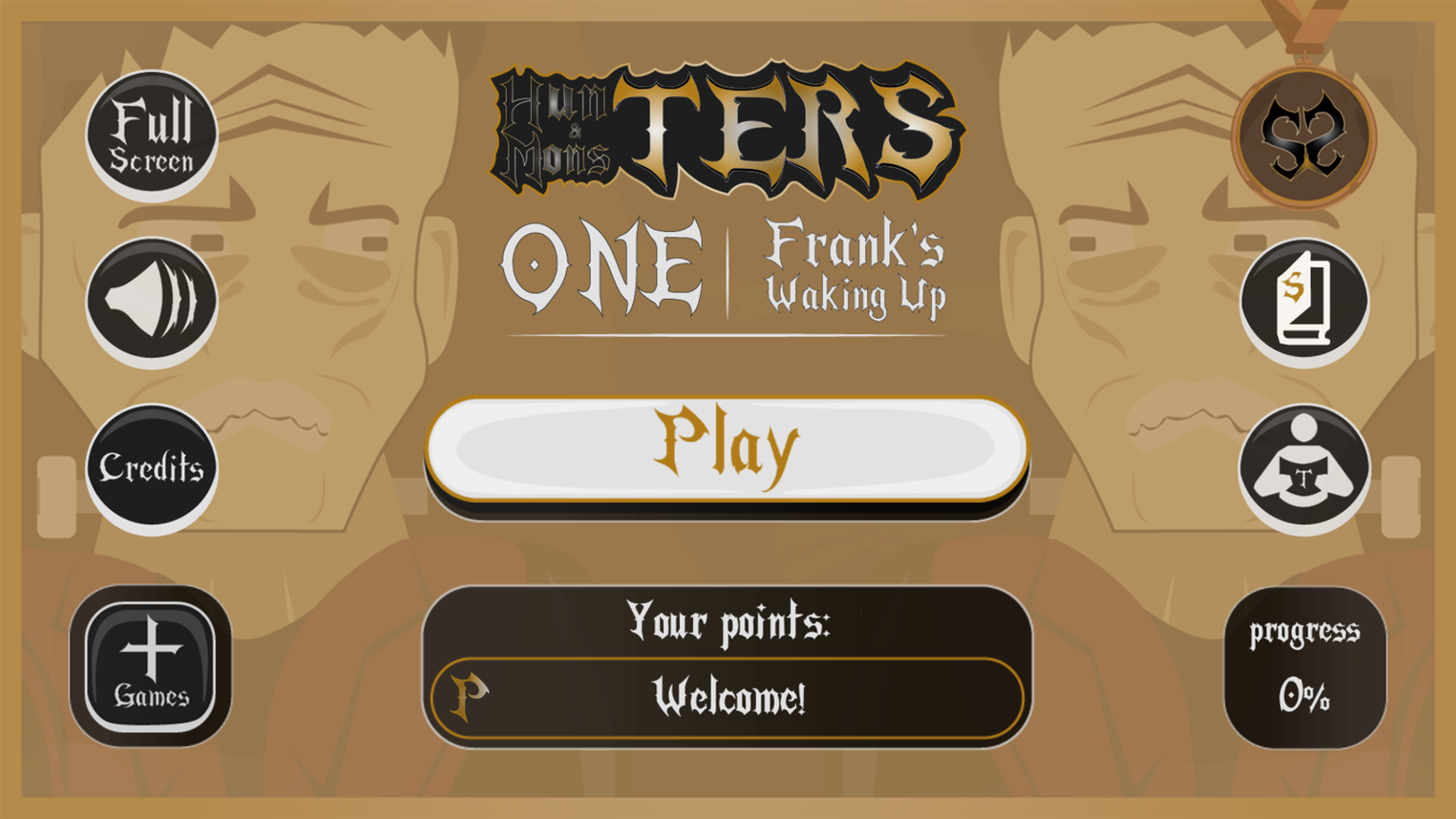 Hunters and Monsters One Frank's Waking Up Game Welcome Screen Screenshot.