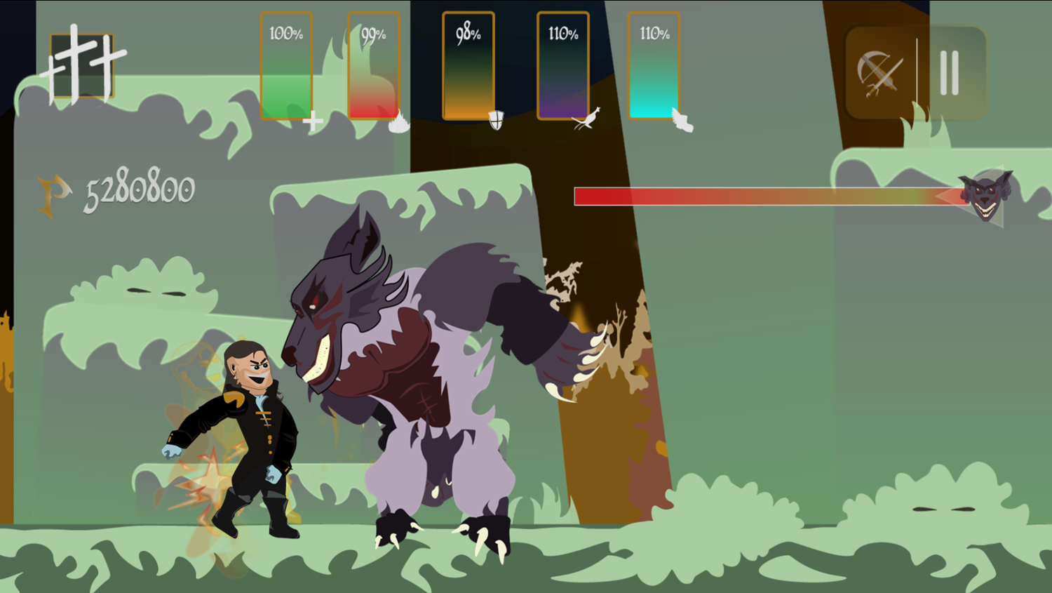 Hunters and Monsters Two Full Moon Night Game Boss Fight Screenshot.