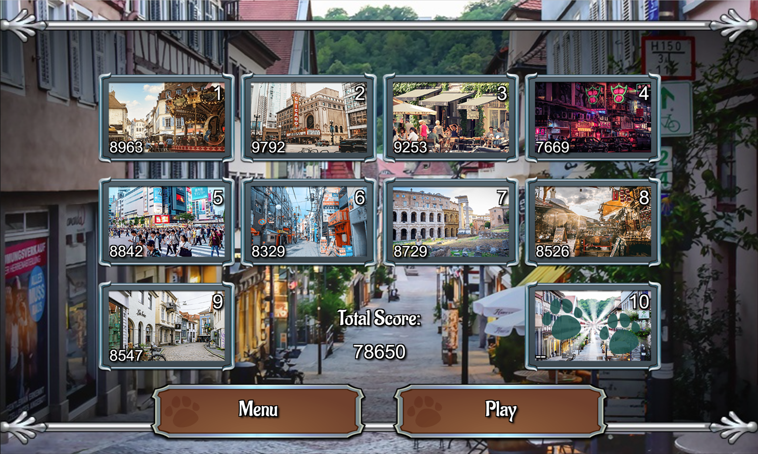Hunting Jack in the City Game Level Select Screen Screenshot.