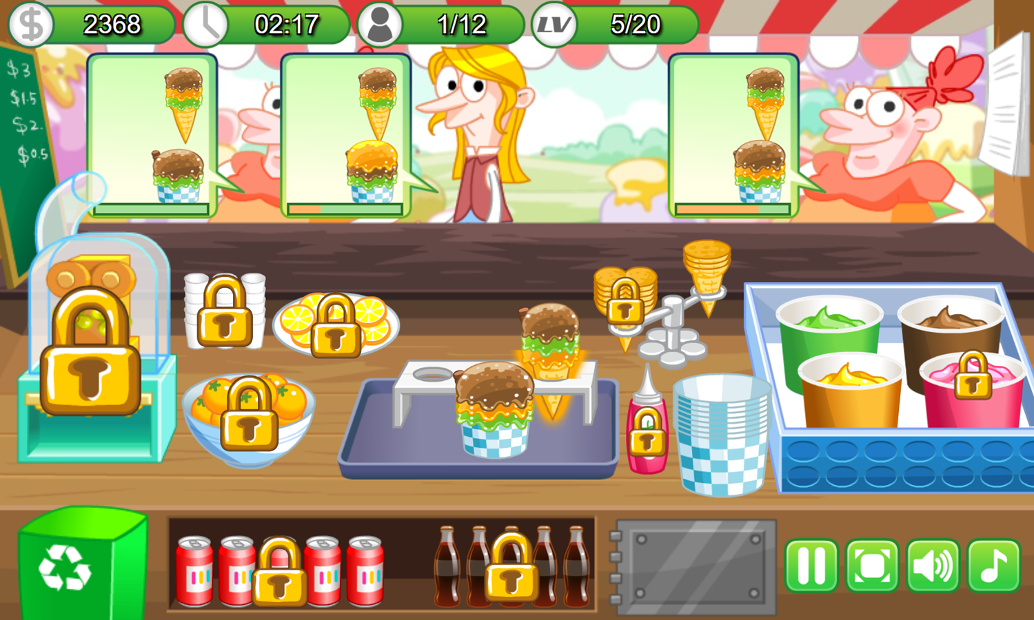 Ice Cream Bar Game Progress Screenshot.