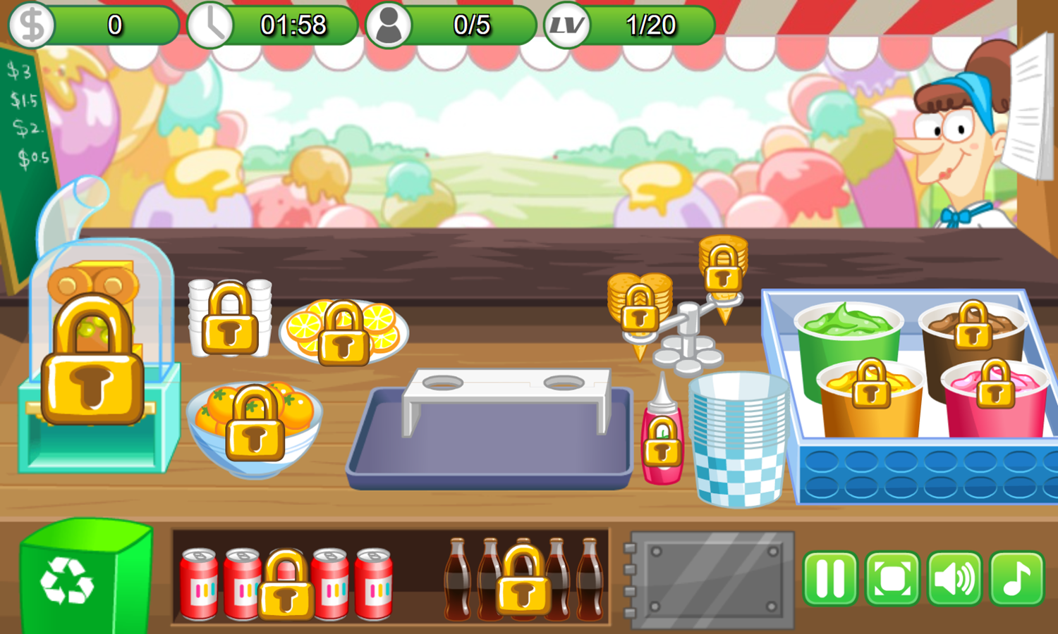 Ice Cream Bar Game Start Screenshot.