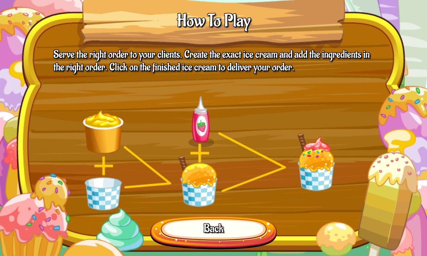 Ice Cream Bar Game How To Play Screenshot.