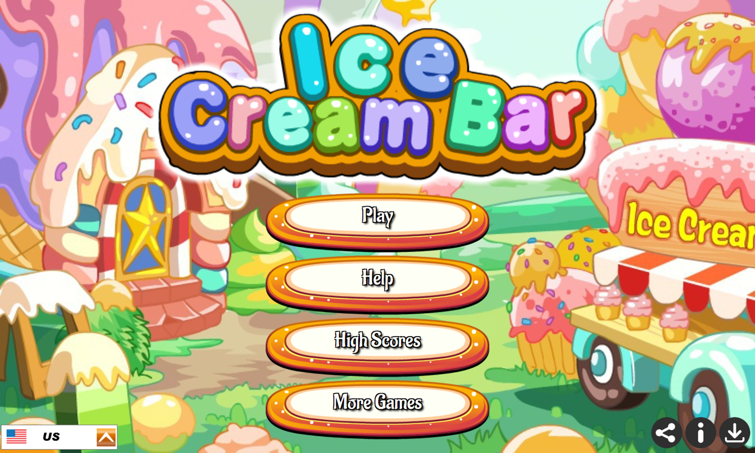 Ice Cream Bar Game Welcome Screen Screenshot.