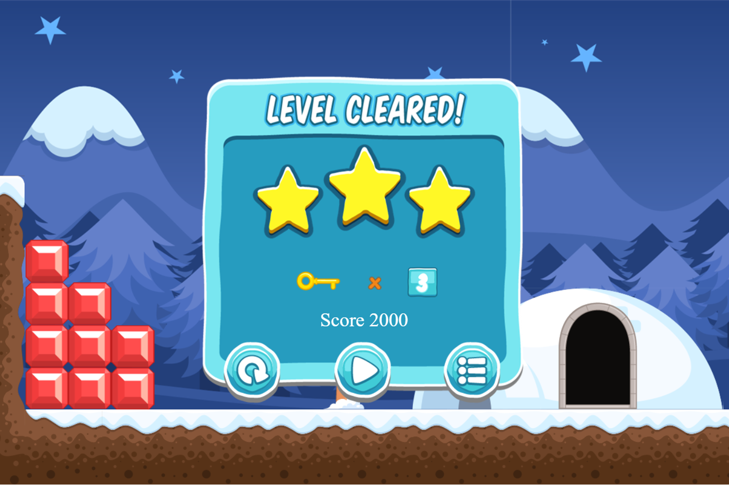 Iceboy Adventure Game Level Cleared Screenshot.