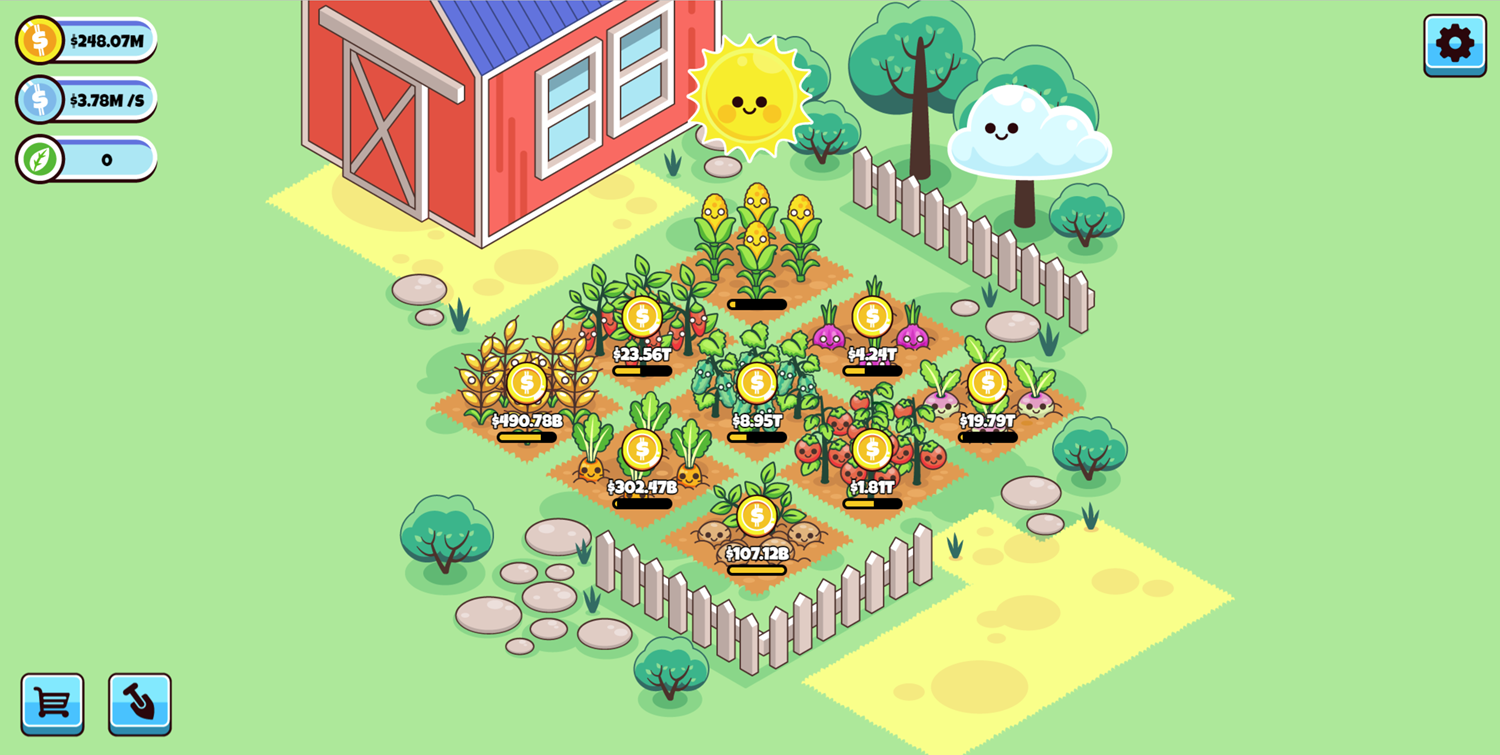 Idle Farming Business Game All Crops Planted Screenshot.