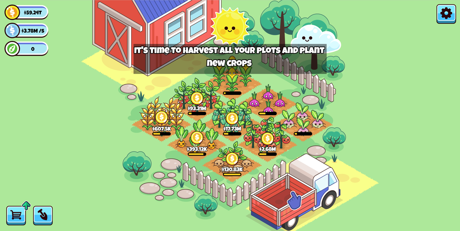 Idle Farming Business Game Harvest All Plots Screenshot.