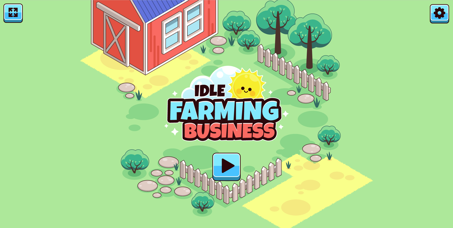 Idle Farming Business Game Welcome Screen Screenshot.