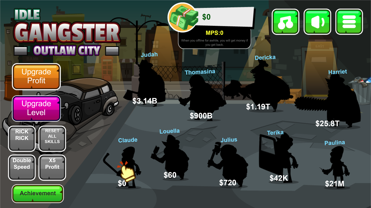 Idle Gangster Game Screenshot.