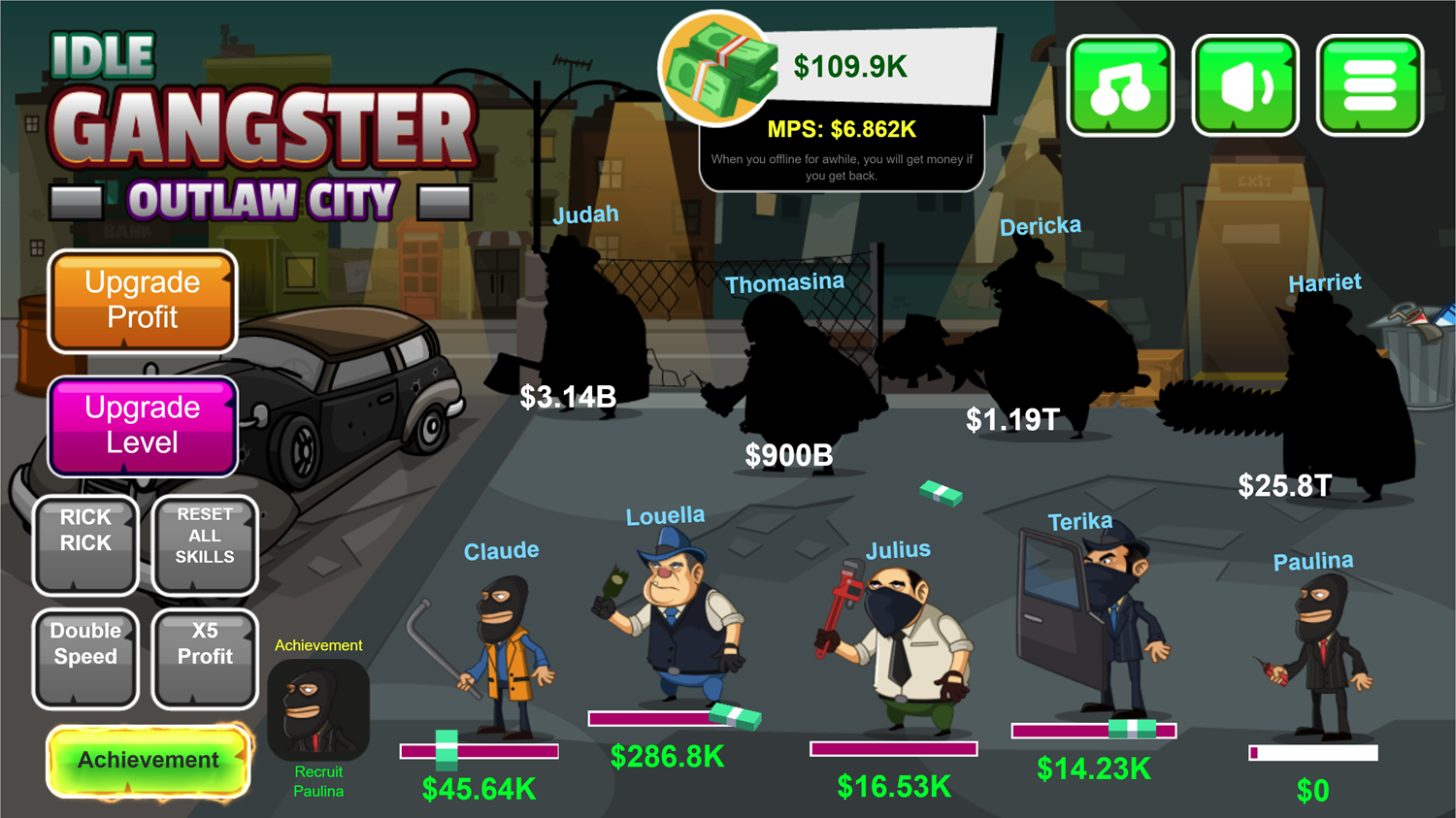 Idle Gangster Game Recruit Paulina Screenshot.