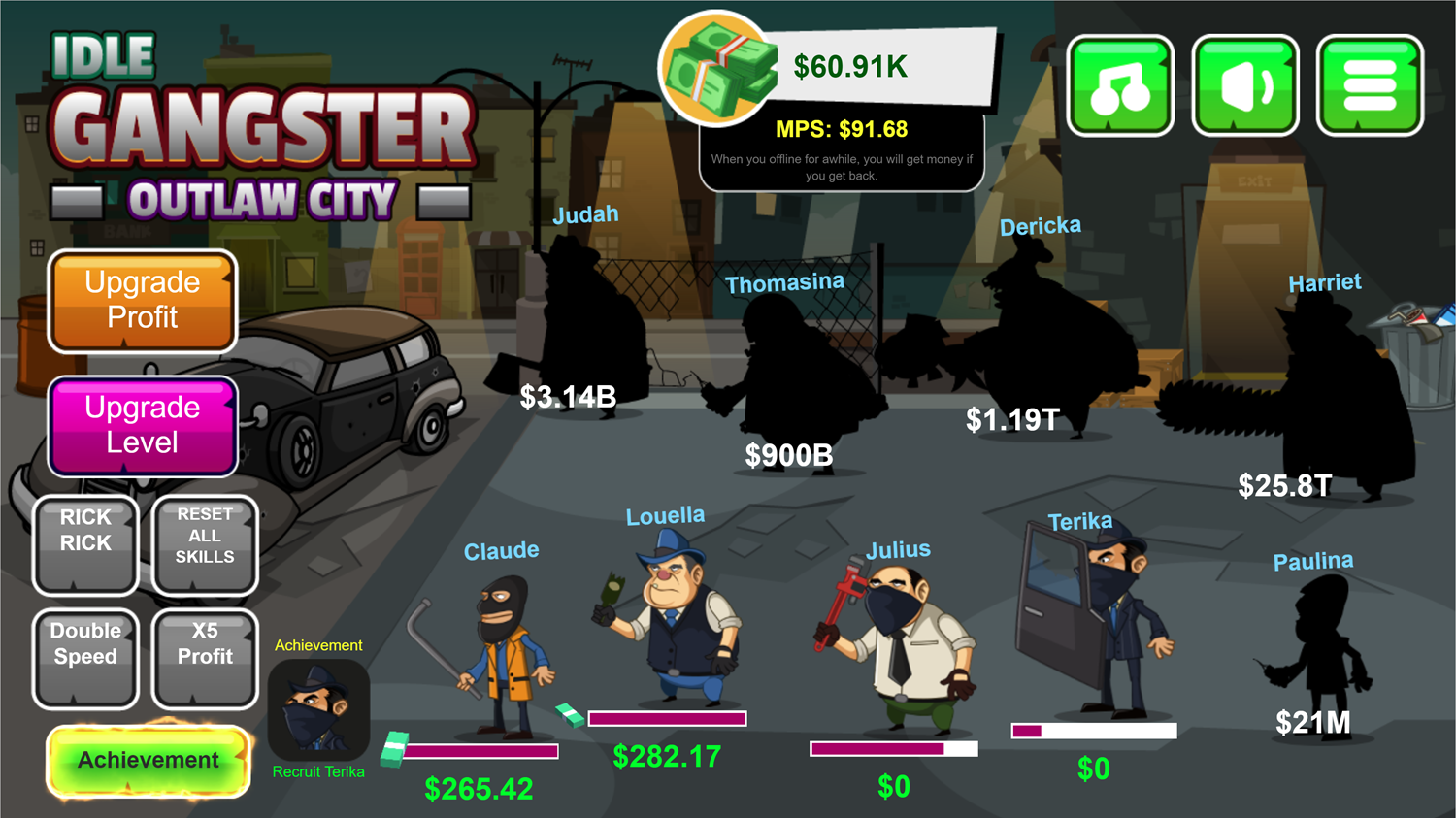 Idle Gangster Game Recruit Terika Screenshot.