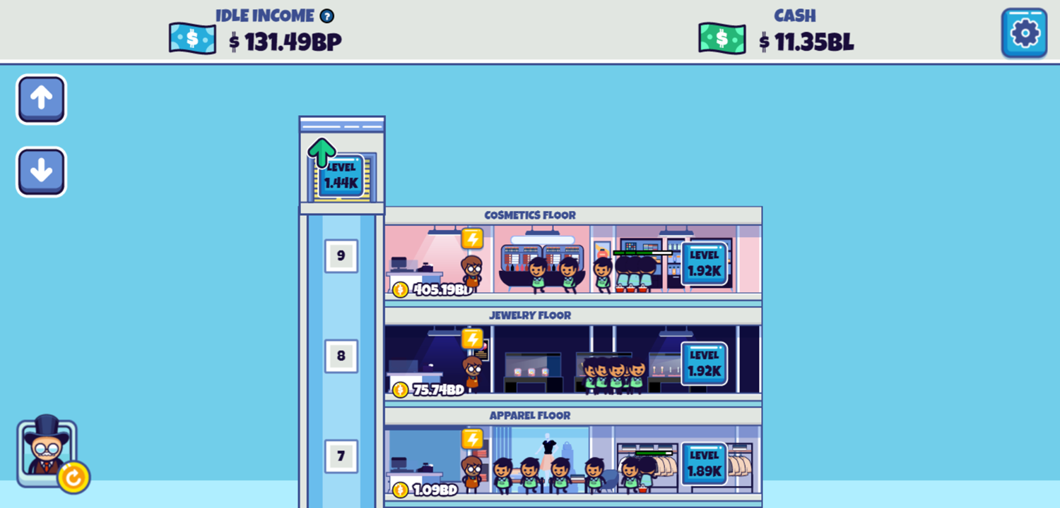 Idle Hypermart Empire Game All Managers Fully Upgraded Screenshot.