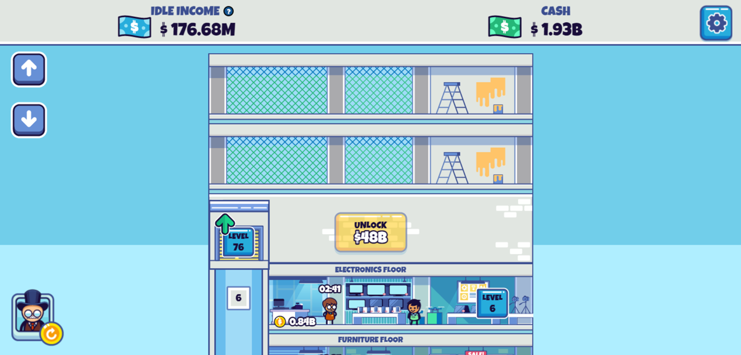 Idle Hypermart Empire Game Blocked Floor Screenshot.