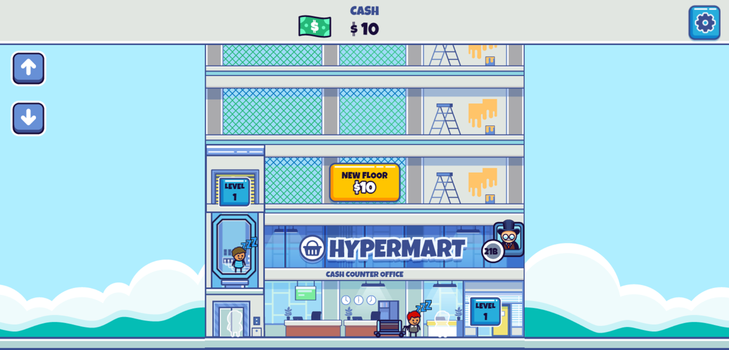 Idle Hypermart Empire Game Unlock First Floor Screenshot.