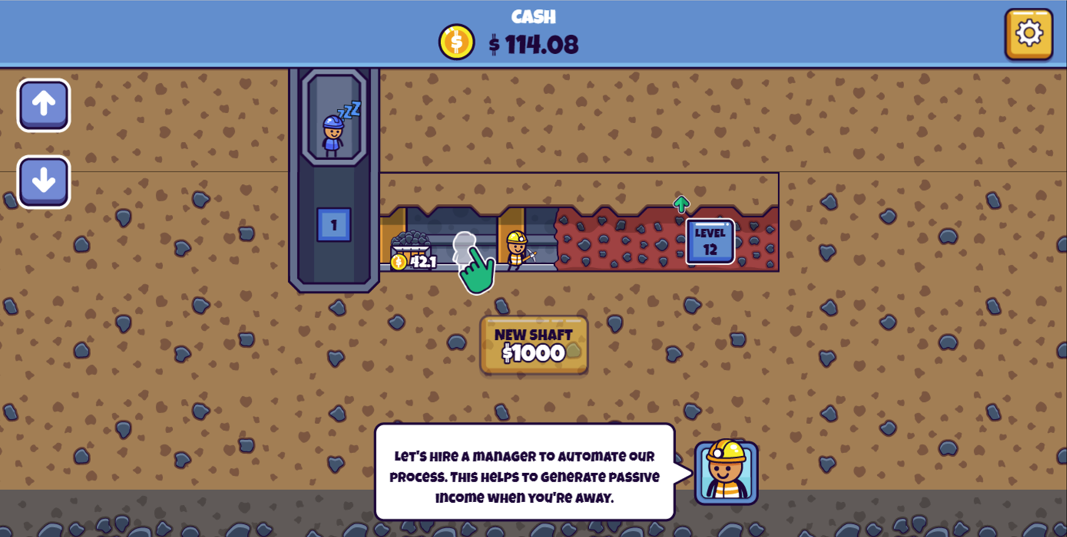 Idle Mining Empire Game Hire a Manager Screenshot.