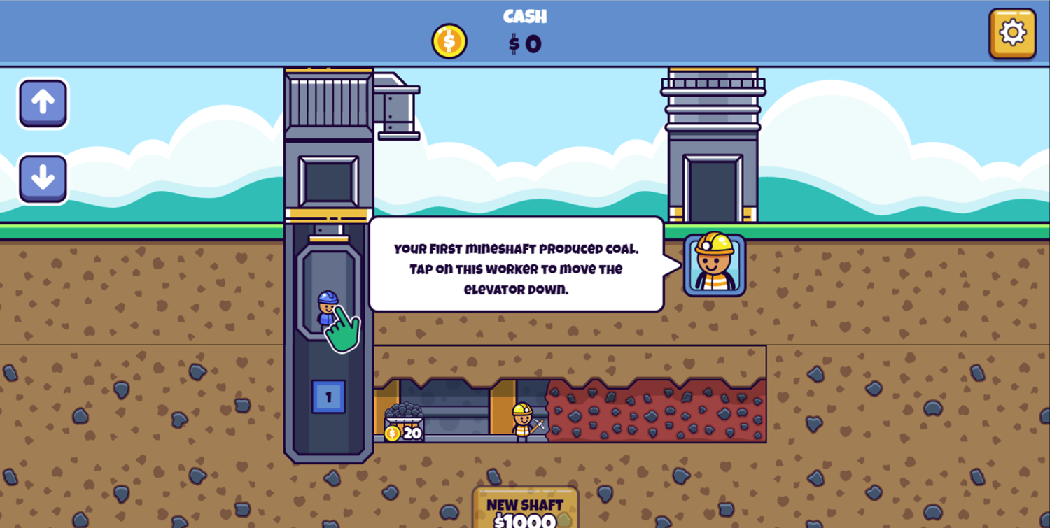 Idle Mining Empire Game Operate Elevator Screenshot.