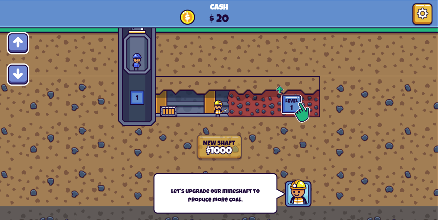 Idle Mining Empire Game Upgrade Mineshaft Screenshot.