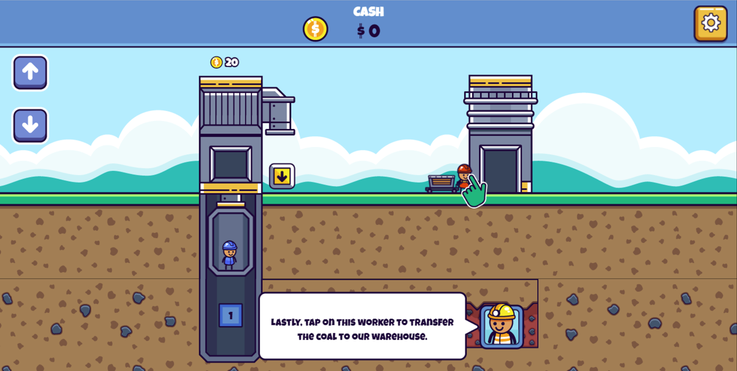 Idle Mining Empire Game Warehouse Worker Screenshot.