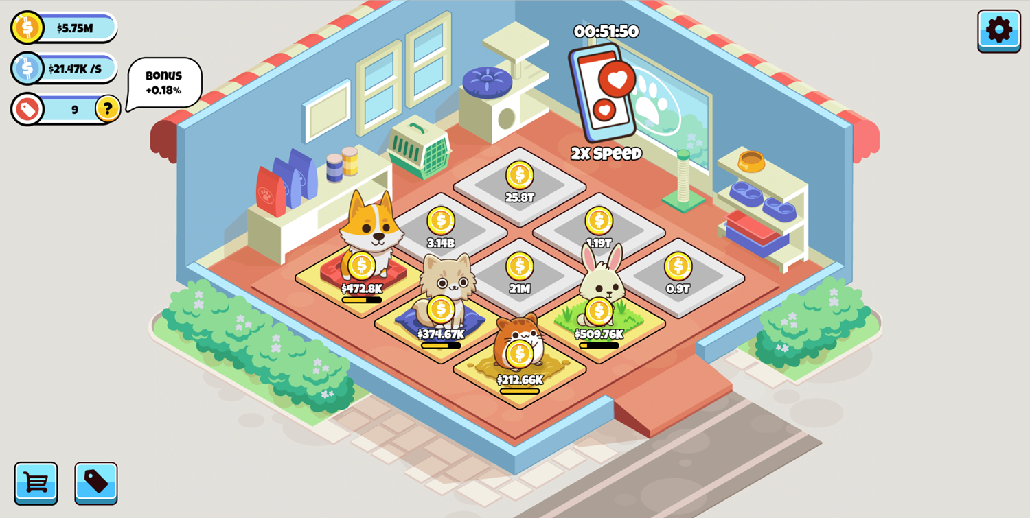 Idle Pet Business Game Investor Bonus Screenshot.