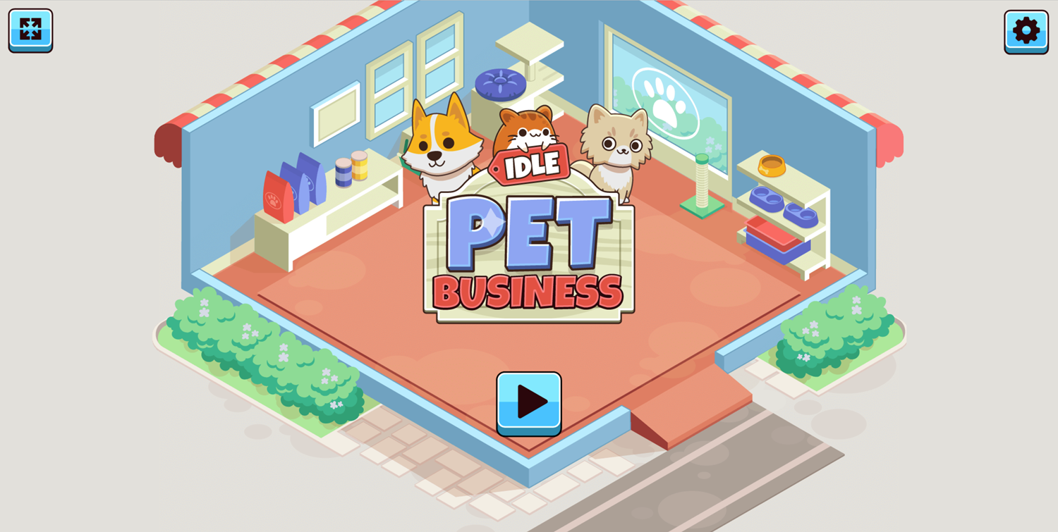 Idle Pet Business Game Welcome Screen Screenshot.