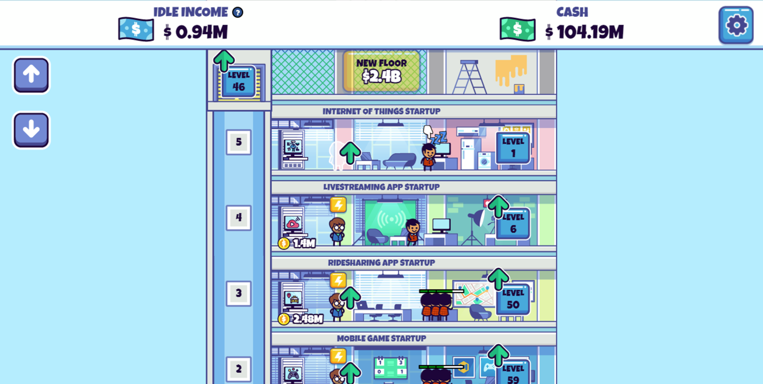 Idle Startup Tycoon Game Screenshot.