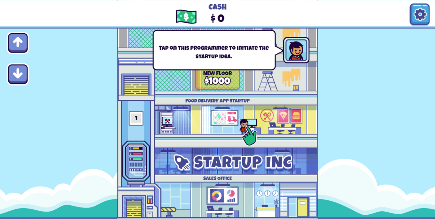 Idle Startup Tycoon Game Programmer Working Instructions Screen Screenshot.
