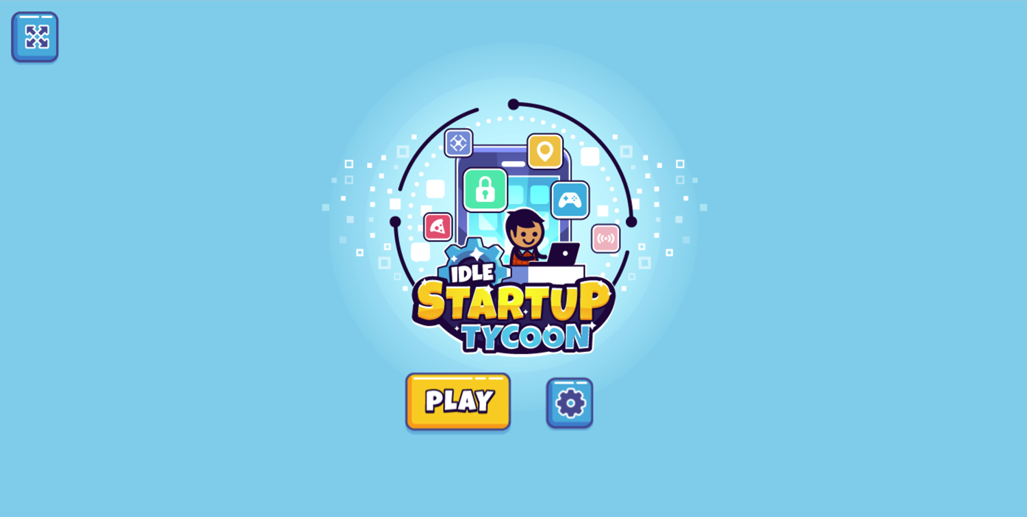 Idle Startup Tycoon Game Welcome Screen Screenshot.