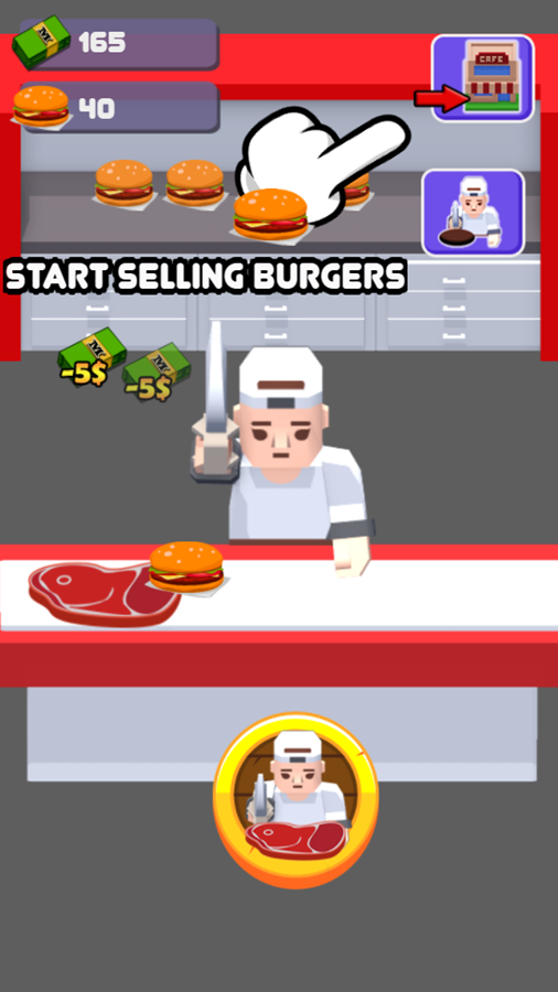 Idle Waiter Tycoon Game Cut Meat Screenshot.