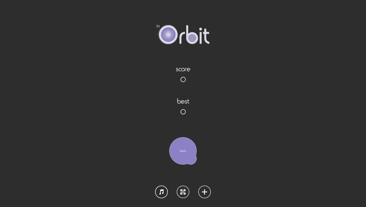 In Orbit Game Welcome Screen Screenshot.