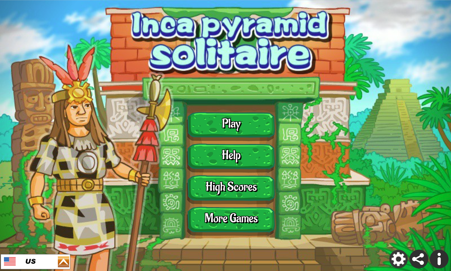 Inca Pyramid Solitaire Game Welcome Screen Screenshot.