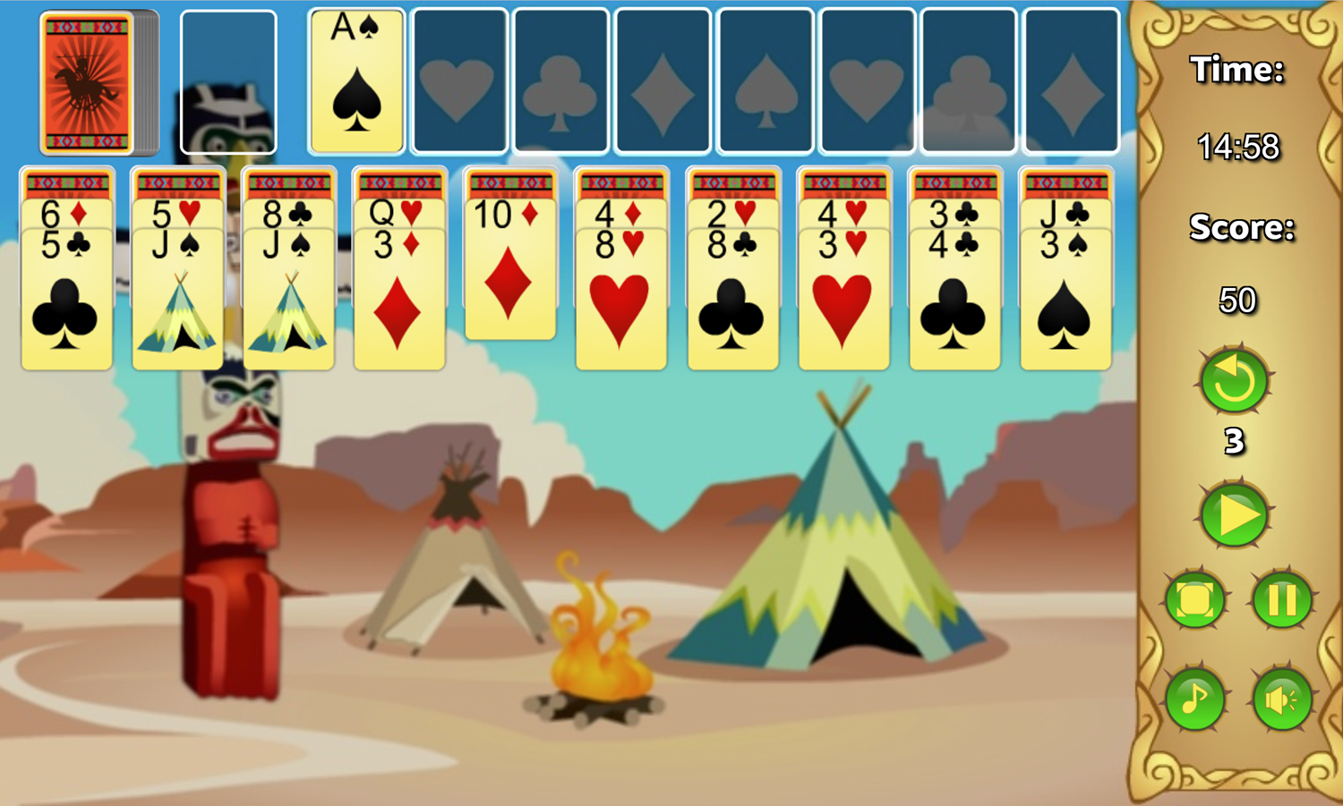 Indian Solitaire Game Screenshot.