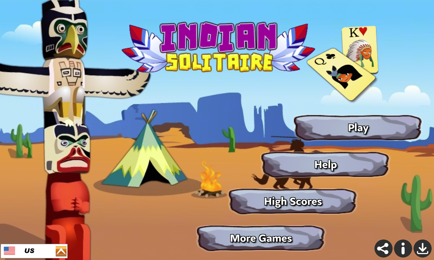 Indian Solitaire Game Welcome Screen Screenshot.