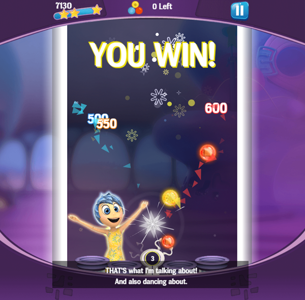 Inside Out Thought Bubbles Lite Game Level Complete Screenshot.