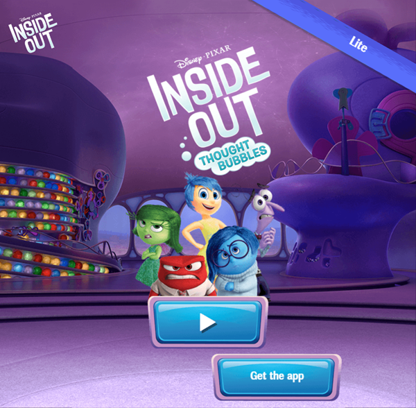 Inside Out Thought Bubbles Lite Game Welcome Screen Screenshot.