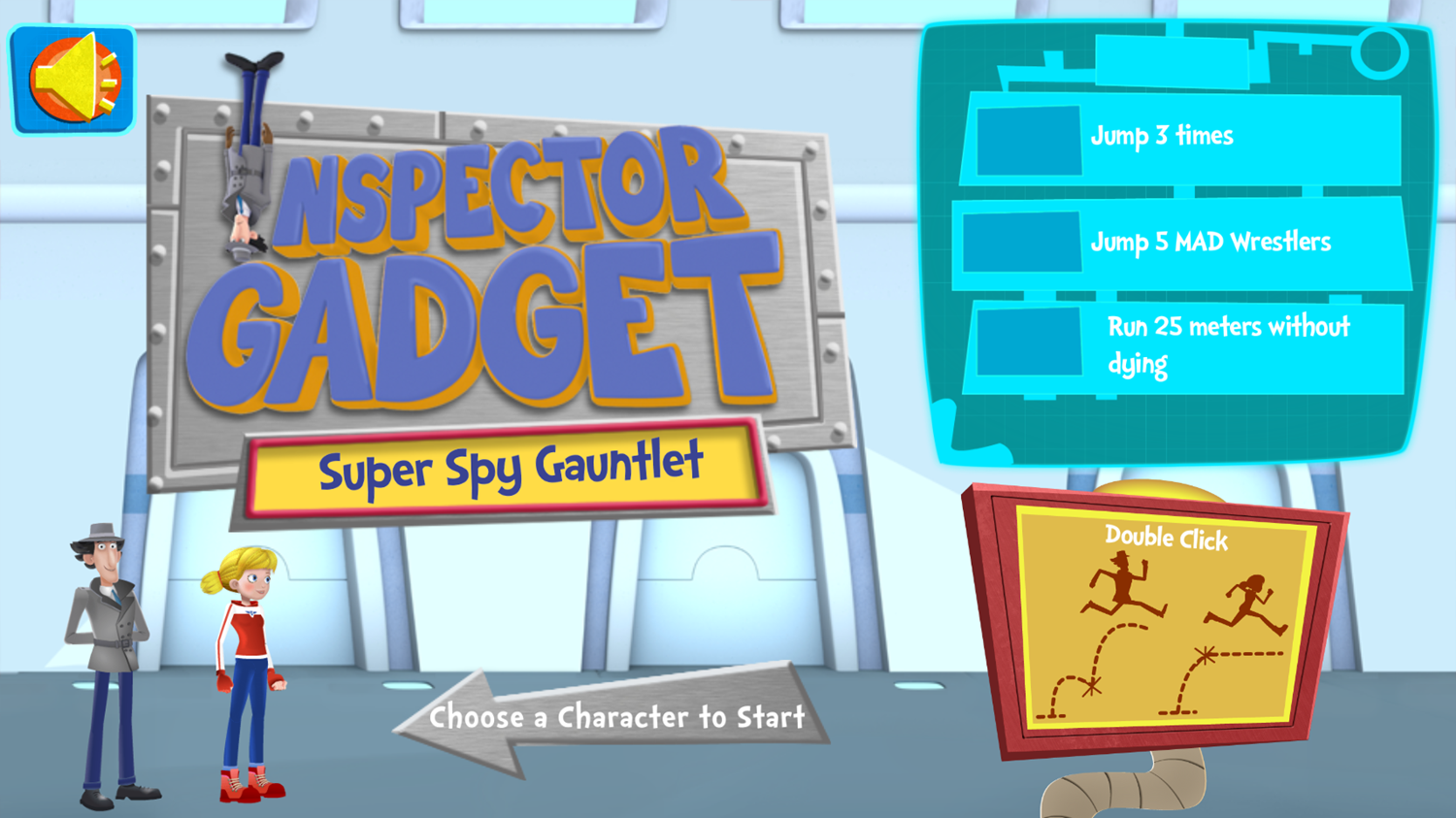 Inspector Gadget Super Spy Gauntlet Game Welcome Screen Screenshot.