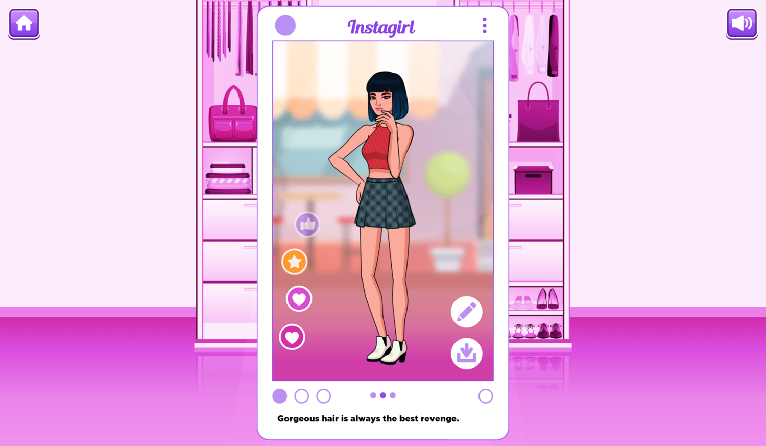 Instagirl Nikki Dress Up Game Post Online Screenshot.