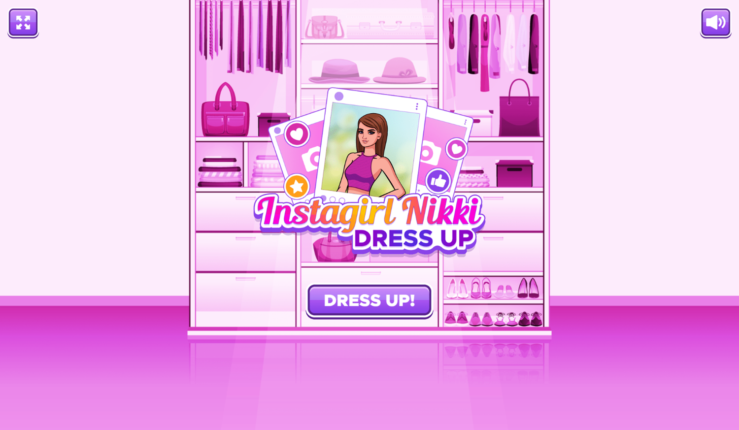 Instagirl Nikki Dress Up Game Welcome Screen Screenshot.