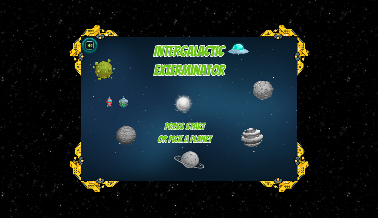 Intergalactic Exterminator Game Welcome Screen Screenshot.