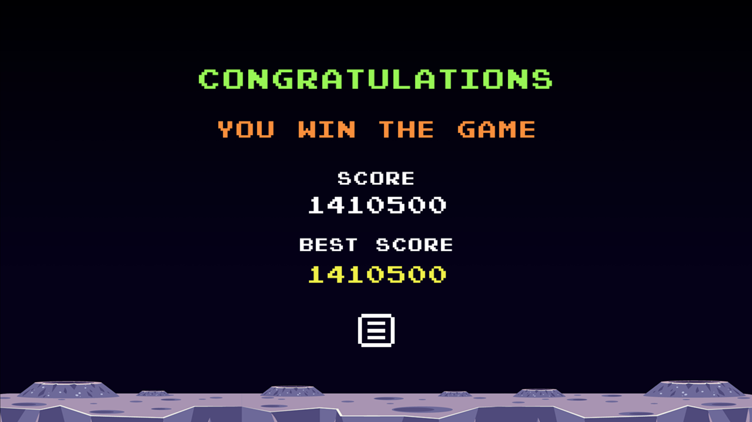 Invaders War Game Beat Screen Screenshot.