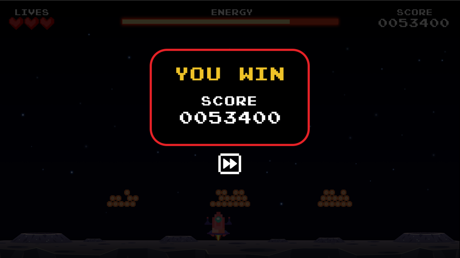 Invaders War Game Level Beat Screen Screenshot.