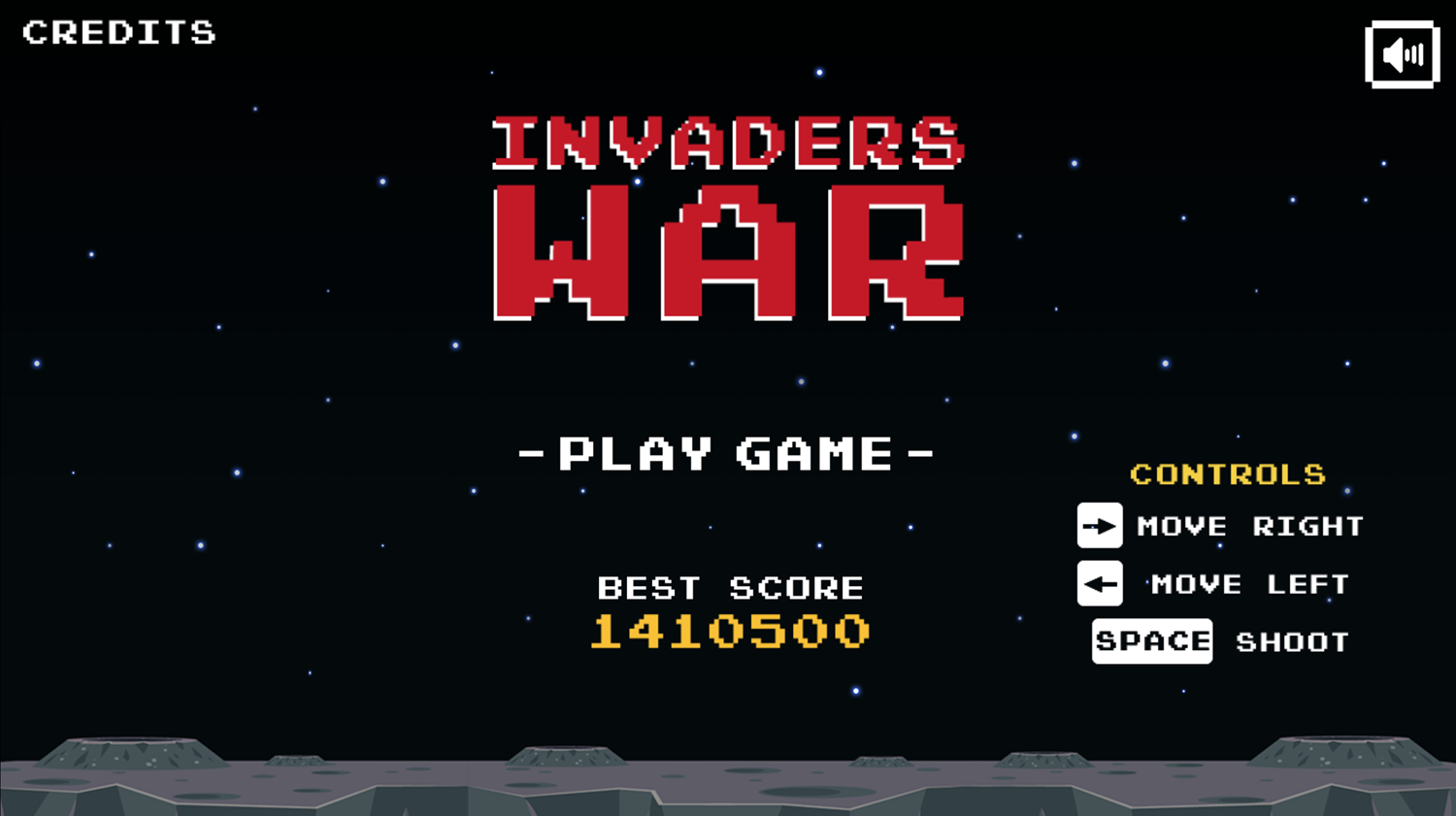 Invaders War Game Welcome Screen Screenshot.