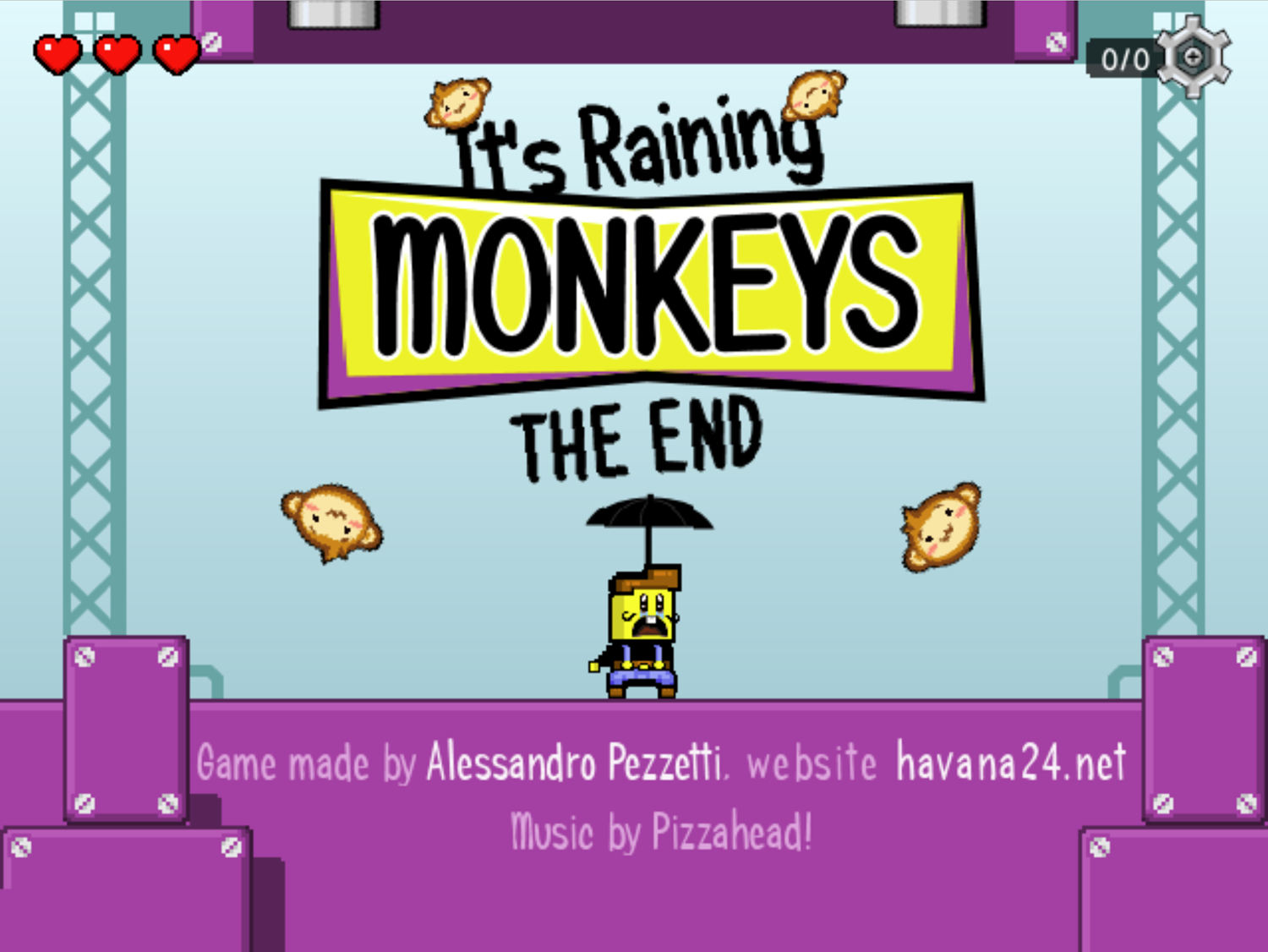 It's Raining Monkeys Game Over Screen Screenshot.