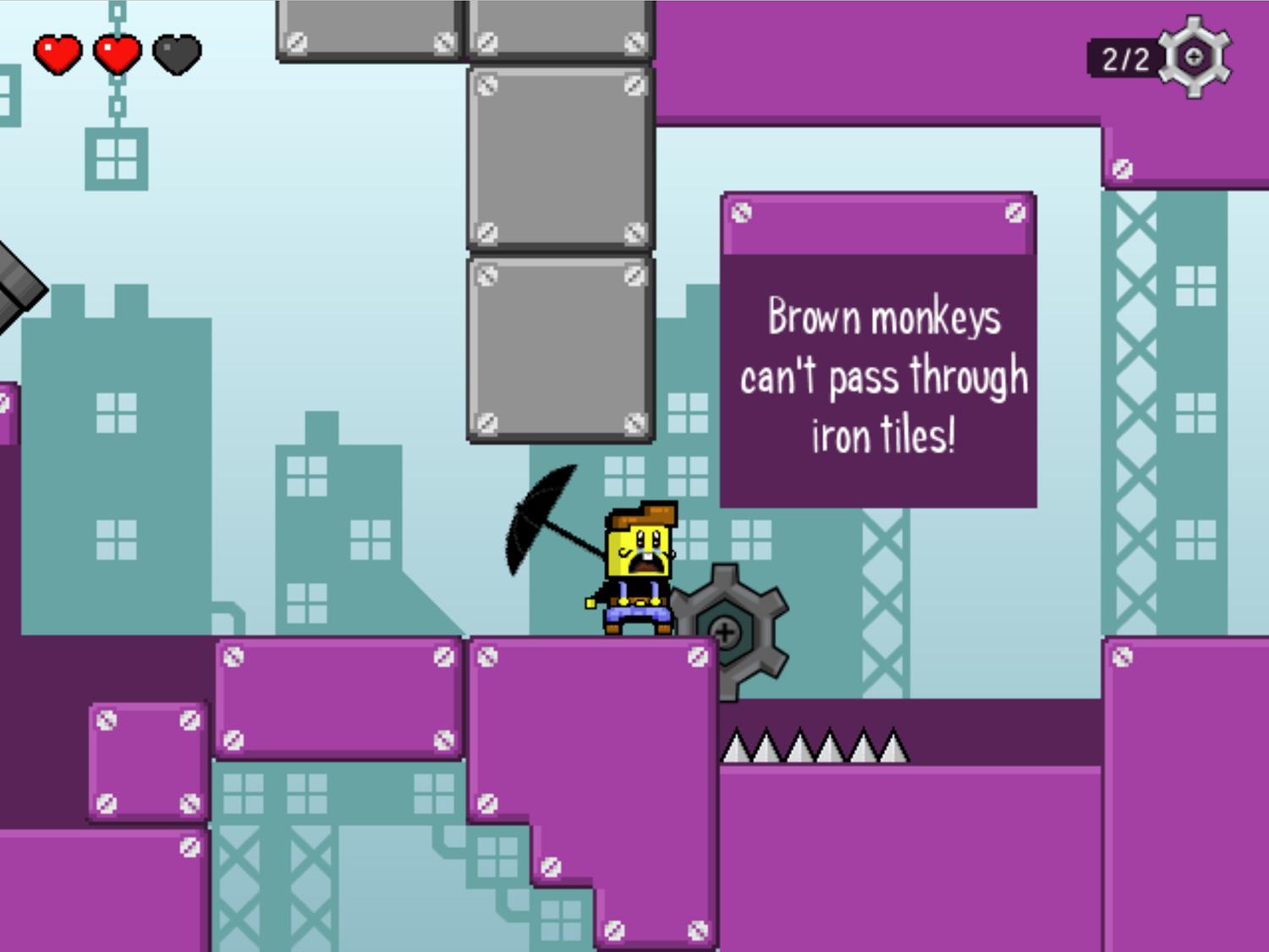 It's Raining Monkeys Game Iron Tiles Information Screen Screenshot.